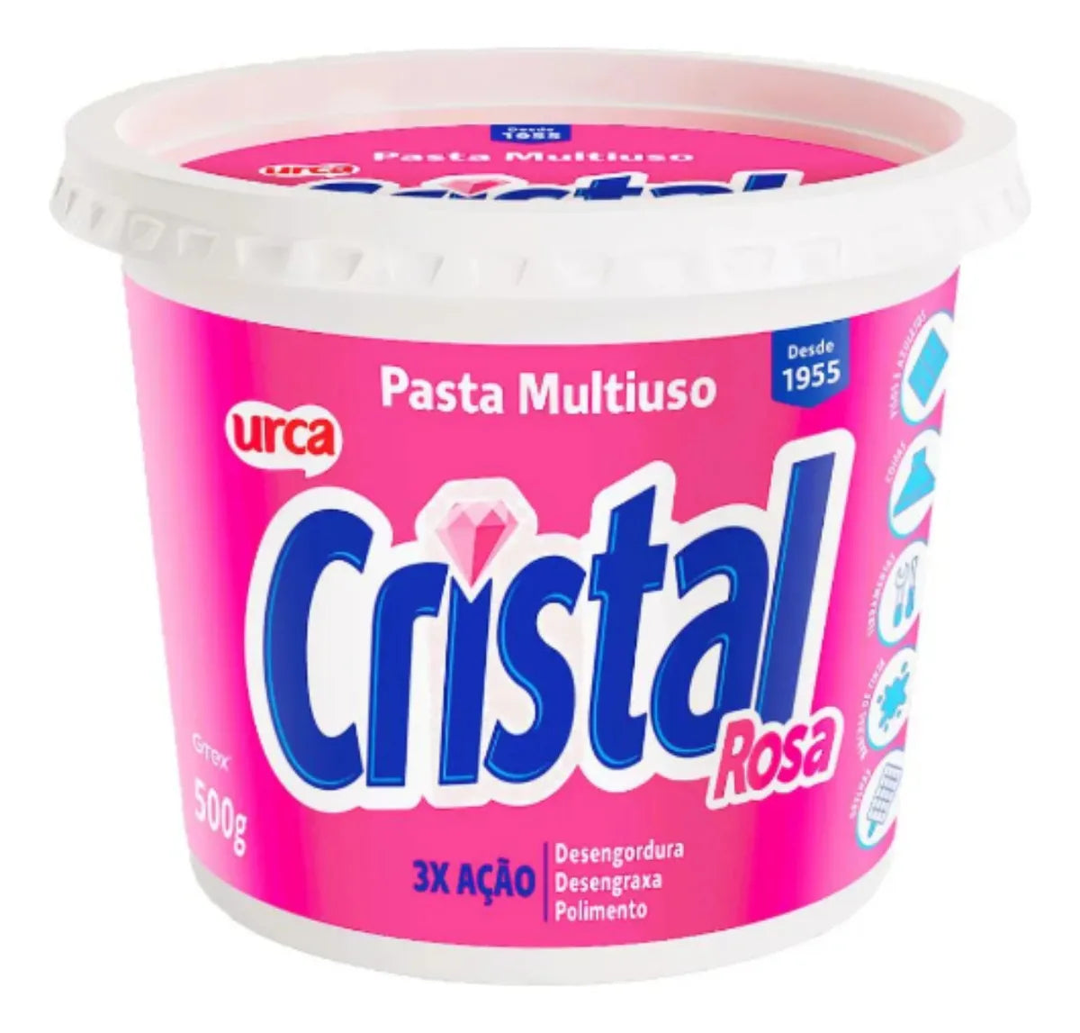 Sabão Em Pasta Cristal Rosa 500g Limpeza Multiuso